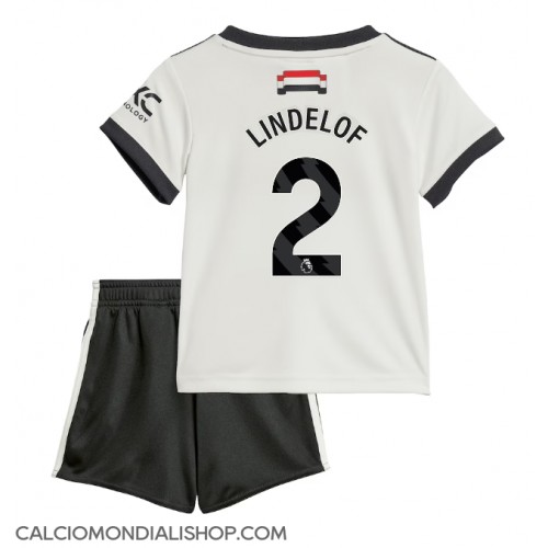 Maglie da calcio Manchester United Victor Lindelof #2 Terza Maglia Bambino 2024-25 Manica Corta (+ Pantaloni corti)